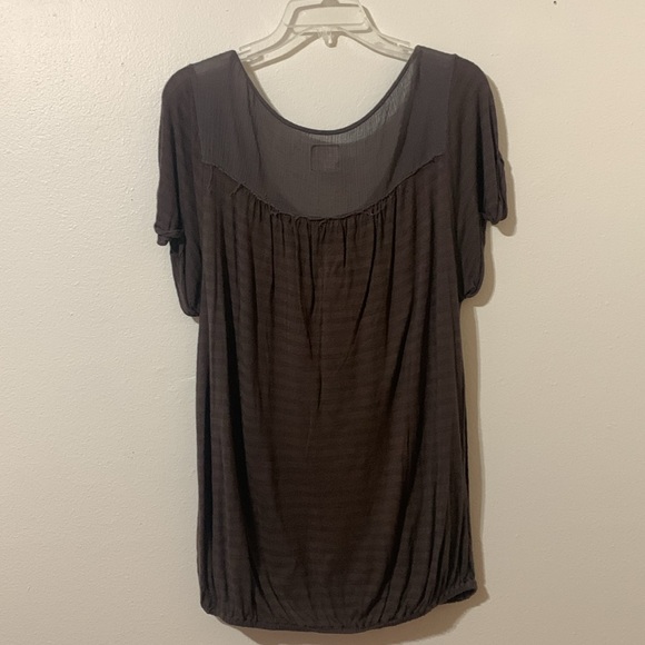 Free People Floral Buttons on Brown Top With Waistband Size M Used - Picture 2 of 5